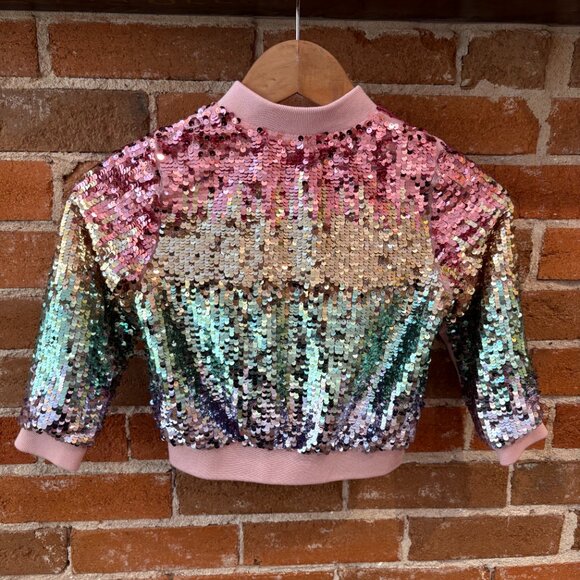 H&M Girls Ombre Rainbow Sequin Jacket - Size 5T - SUPER SPARKLY! - Picture 2 of 3